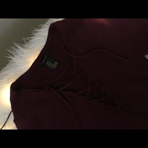Forever 21 Sweaters - Burgundy lace-up sweater Forever 21 Sweaters - Burgundy lace-up sweater